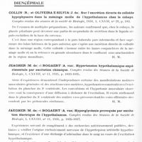 0502 - Page 446 - Analyses. Neurologie. Études spéciales. Paralysie générale. Vos (Mlle Léon de) et Ludo Van Bogaert... Etude d'un cas de paralysie générale juvénile. Journal belge de neurologie et de psychiatrie... / Diencéphale. Collin (R.) et Oliveira E Silvia (J. de). Sur l'excrétion directe de colloïde hypophysaire dans la méninge molle de l'hypothalamus chez le cobaye. Comptes rendus des séances de la Société de biologie... / Jeagher (M. de) et Bogaert (A. van). Hypertension hypothalamique expérimentale par excitation chimique. Comptes rendus des séances de la Société de biologie... / Jaegher (M. de) et Bogaert (A. van) Hyperglycémie provoquée par excitation électrique de l'hypothalamus. Comptes rendus des séances de la Société de biologie... / Mauro (Salvadore di). Etude clinique et expérimentale de la narcolepsie (Relievi clinici e sperimentali sulla Narcolepsia). Il Cervello...