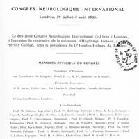 0505 - Page 449 - Congrès neurologique international. Londres, 29 juillet-2 août 1935. Membres officiels du Congrès