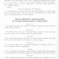 0506 - Page 450 - Congrès neurologique international. Londres, 29 juillet-2 août 1935. Membres officiels du Congrès / Comité permanent d'organisation du Congrès neurologique international