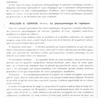 0524 - Page 468 - Congrès neurologique international. Londres, 29 juillet-2 août 1935. Les épilepsies (Programme préparé par M. le Professeur Marburg). Rapports. V. M. Buscaino... Etiologie spéciale de l'épilepsie / William G. Lennox... La physiopathologie de l'épilepsie