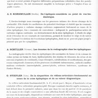 0538 - Page 482 - Congrès neurologique international. Londres, 29 juillet-2 août 1935. Les épilepsies (Programme préparé par M. le Professeur Marburg). Communications ayant trait à l'épilepsie. Séance du lundi matin (suite). Grand amphithéâtre. H. Urban... Traitement de l'épilepsie par les procédés de contraste / A. E. Kornmuller... De l'épilepsie considérée au point de vue bio-électrique / A. Schüller... Les données de la radiographie chez les épileptiques / G. Stiefler... De la disparition du réflexe articulaire fondamental au cours de la crise épileptique et de sa valeur diagnostique
