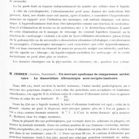 0571 - Page 515 - Congrès neurologique international. Londres, 29 juillet-2 août 1935. IIe Question. Physiologie et pathologie du liquide céphalo-rachidien (Programme préparé par M. le Pr O. Foerster). Communications ayant trait au liquide céphalo-rachidien. Séance du jeudi après-midi. Session 10. Raymond Meyer... Contributions au diagnostic différentiel des méningites vraies et des réactions méningées secondaires par le liquide céphalo-rachidien / H. Jessen... Un nouveau syndrome de compression médullaire : la dissociation albuminique sous-occipito-lombaire