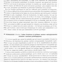 0595 - Page 539 - Congrès neurologique international. Londres, 29 juillet-2 août 1935. IIIe Question. Les fonctions des lobes frontaux (Programme préparé par M. le Professeur H. Claude). Rapports. K. Goldstein... Les relations entre les lobes frontaux et les fonctions psychiques / A. Donaggio... Lobes frontaux et système moteur extrapyramidal (données anatomo-pathologiques)