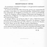 0692 - Page 636 - Congrès neurologique international. Londres, 29 juillet-2 août 1935. Séance administrative / Réceptions et fêtes