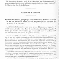 0736 - Page 680 - Société de neurologie de Paris. Séance du 7 novembre 1935. Nécrologie [Professeur Etienne] / Correspondance / Communications. Mort en état de mal épileptique avec obstruction du tronc basilaire et de ses branches dans un cas d'hydrocéphalie interne, par A. Barré et A. Brizard