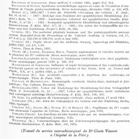 0823 - Page 767 - Société de neurologie de Paris. Séance du 7 novembre 1935. Communications. Hémorragies cérébrales survenant chez des sujets jeunes, porteurs de dilatation ventriculaire ancienne par sténose du IVe ventricule, à la suite d'interventions ayant rétabli la perméabilité de celui-ci. Du rôle de la déplétion ventriculaire postopératoire dans la pathogénie de ces accidents, par MM. Marcel David, H. Berdet, D. Mahoudeau et H. Askenasy (Travail du service neurochirurgical du Dr Clovis Vincent à l'Hôpital de la Pitié) / Parkinsonisme par neuro-récidive, par M. Waldemiro Pires...