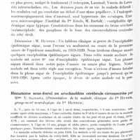 0846 - Page 790 - Société de neurologie (Société Purkyne) de Prague. Séance du 16 janvier 1935. Encéphalite épidémique aiguë avec gros troubles excitomoteurs, par Mme V. Sajdova (Présentation de la malade, Clinique du Pr Hynek, groupement neurologique du Pr Henner) / Hématome sous-dural ou arachnoïdite cérébrale circonscrite par Mme V. Sajdova (Présentation de la malade, Clinique du Pr Hynek, groupement neurologique du Pr Henner)