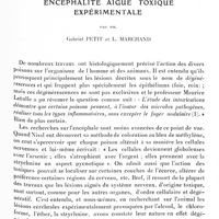 0929 - Page 873 - Mémoires originaux. Encéphalite aiguë toxique expérimentale, par MM. Gabriel Petit et L. Marchand