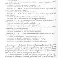 0970 - Page 914 - Société de neurologie de Paris. Séance du 5 décembre 1935. Communications. Les troubles du métabolisme des lipoïdes phosphorés dans la sclérose en plaques, par MM. M. Laignel-Lavastine et N. T. Koressios / Un cas de sclérose en plaques probablement familiale, par MM. Laignel-Lavastine et N. T. Korressios
