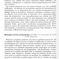 1012 - Page 956 - Société de neurologie de Paris. Séance du 5 décembre 1935. Communications. Polyradiculo-névrite aiguë généralisée avec diplégie faciale et paralysie terminale des muscles respiratoires ; dissociation albumino-cytologique. Etude anatomo-clinique, par MM. Th. Alajouanine, R. Thurel, Th. Hornet et G. Boudin / Méningite séreuse posttyphique, par MM. J.-A. Chavany, M. David et H. Askenasy