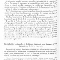 1024 - Page 968 - Société de neurologie de Paris. Séance du 5 décembre 1935. Communications. Sur la méthode de la provocation artificielle de la crampe tétanique du bras par l'extension du nerf médian et de l'artère brachiale, par B. Kaplan / Encéphalite périaxiale de Schilder, évoluant sous l'aspect d'une tumeur, par M. C. L. Urechia