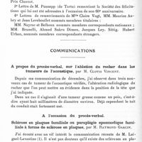 0106 - Page 58 - Société de neurologie de Paris. Séance du 9 janvier 1936. Correspondance / Communications. A propos du procès-verbal, sur l'ablation du rocher dans les tumeurs de l'acoustique, par M. Clovis Vincent / A l'occasion du procès-verbal. Sclérose en plaques familiale ou paraplégie spasmodique familiale à forme de sclérose en plaques, par M. Raymond Garcin