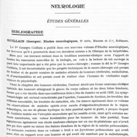 0751 - Page 703 - Analyses. Neurologie. Études générales. Bibliographie. Guillain (Georges). Etudes neurologiques..., Masson et Compagnie, Editeurs