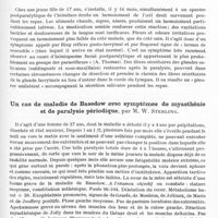 0893 - Page 845 - Société de neurologie de Varsovie. Séance du 24 octobre 1935. Alopécie diffuse au cours d'une encéphalomyélite disséminée aiguë, par MM. E. Herman, J. Merenlender et L. Lipszowicz (Service de neurologie de l'hôpital Czyste à Varsovie. Chef de service : E. Herman) / Le signe de « larmes de crocodile » dans un cas d'hémispasme facial postparalytique, par Mme Bau-Prussak (Clinique des maladies nerveuses du Pr Orzechowski) / Un cas de maladie de Basedow avec symptômes de myasthénie et de paralysie périodique, par M. W. Sterling