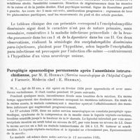 0899 - Page 851 - Société de neurologie de Varsovie. Séance du 28 novembre 1935. Névraxite aiguë para-infectieuse (1. broncho-pneumonique, 2. dysentérique), par M. Sterling et Mme J. Kipmanova (Service neurologique de l'hôpital Czyste-Varsovie. Chef de service : Dr W. Sterling...) / Paraplégie spasmodique permanente après l'anesthésie intrarachidienne, par M. E. Herman (Service neurologique de l'hôpital Czyste à Varsovie. Médecin chef : E. Herman)