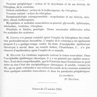 0909 - Page 861 - Société de neurologie (Société Purkyne) de Prague. Séance du 9 mai 1934. Syndrome de Lichtheim associé au tabes, par M. V. Pitha et Varadi (Clinique du Pr Hynek, groupement neurologique du Pr Henner) / Traitement médicamenteux symptomatique des troubles moteurs, par M. K. Henner / Séance du 17 octobre 1934. Mouvements rythmiques dans paraparésie spasmodique avec contractures en flexion, par M. J. Sindelar (Présentation de la malade ; service de M. Janota)