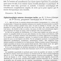 0916 - Page 868 - Société de neurologie (Société Purkyne) de Prague. Séance du 14 novembre 1934. Hématome sous-dural traumatique. Opération, guérison, par M. K. Mathon (Présentation du malade, clinique du Pr Pelnar et du Pr Jirasek) / Ophtalmoplégie externe chronique isolée, par M. V. Pitha (Clinique du Pr Hynek, groupement neurologique du Pr Henner)