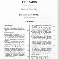 1010 - Page 960 - Société de neurologie de Paris. Séance du 7 mai 1936. Sommaire