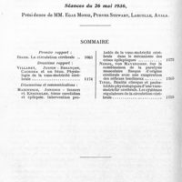 1110 - Page 1060 - XVe Réunion neurologique internationale annuelle. Paris, 26 et 27 mai 1936. Séances du 26 mai 1936. Sommaire