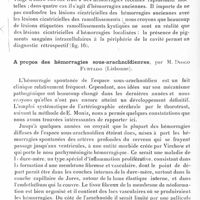 1450 - Page 1400 - XVe Réunion neurologique internationale annuelle. Paris, 26 et 27 mai 1936. Séance du 27 mai 1936. Discussions et communications. Contribution à l'étude des hémorragies cérébrales (d'après trente observations anatomo-cliniques), par MM. Th. Alajouanine, R. Thurel et Th. Hornet / A propos des hémorragies sous-arachnoïdiennes, par M. Diogo Furtado...