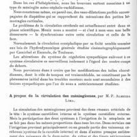 1462 - Page 1412 - XVe Réunion neurologique internationale annuelle. Paris, 26 et 27 mai 1936. Séance du 27 mai 1936. Discussions et communications. Quelques remarques sur l'état des plexus choroïdiens chez certains hébéphéniques, par MM. Dide et Hamon... / A propos de la circulation des méningiomes, par M. P. Almeida Lima
