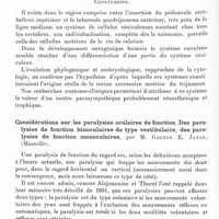 1572 - Page 1522 - Société de neurologie de Paris. Séance du 28 mai 1936. Communications. Le système vésiculeux. Ses rapports avec les fonctions parasympathiques du mésocéphale, par M. Maurice Dide et Mme Adrienne Bauduin / Considérations sur les paralysies oculaires de fonction. Des paralysies de fonction binoculaires de type vestibulaire, des paralysies de fonction monoculaires, par M. Gaetan E. Jayle...