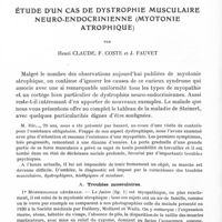 0070 - Page 22 - Mémoires originaux. Étude d'un cas de dystrophie musculaire neuro-endocrinienne (myotonie atrophique), par Henri Claude, F. Coste et J. Fauvet