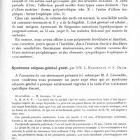 0101 - Page 53 - Société de neurologie de Paris. Séance du 2 juillet 1936. Communications. Fragilité familiale des fibres radiculaires sensitives moyennes et fragilité familiale des téguments à la chaleur, par MM. L. Rimbaud et R. Lafon... / Syndrome adiposo-génital guéri, par MM. L. Babonneix et S. Daum