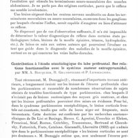 0145 - Page 97 - Société de neurologie de Paris. Séance du 2 juillet 1936. Communications. Le réflexe maxillo-abdominal, par M. Ménachi Yakob / Contribution à l'étude séméiologique du lobe préfrontal. Ses relations fonctionnelles avec le système moteur extrapyramidal, par MM. A. Rouquier, R. Grandpierre et P. Lenseignies