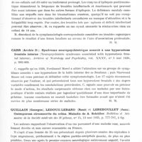 0501 - Page 453 - Analyses. Neurologie. Études spéciales. Crâne. Blau (Abram). Troubles mentaux consécutifs aux traumatismes céphaliques (Mental changes following head trauma in children). Archives of Neurology and Psychiatry... / Carr (Archie D.). Syndrome neuropsychiatrique associé à une hyperostose frontale interne (Neuropsychiatric syndromes associated with hyperostosis frontal interne). Archives of Neurology and Psychiatry... / Guillain (Georges), Ledoux-Lebard (René) et Lereboullet (Jean). Ostéoporose circonscrite du crâne. Maladie de A. Schüller. Bulletins et mémoires de la Société médicale des hôpitaux...