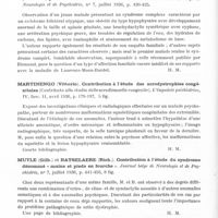 0716 - Page 668 - Analyses. Neurologie. Études générales. Dystrophies. Bravetti (Silvano). Contribution à l'étude du syndrome de Dercum (Contributo allo studio della sindrome di Dercum). Giornale di Psichiatria e di Neuropatologia... / Delhaye (A.) et Bogaert (Ludo van). Observation d'un syndrome nouveau (Biemond) proche de la maladie de Laurence-Moon-Bardet. Journal belge de neurologie et de psychiatrie... / Martinengo (Vittorio). Contribution à l'étude des acrodystrophies congénitales (Contributo allo studio delle acrodismorfie congenite). L'Ospedale psichiatrico... / Muyle (Gilb.) et Batselaere (Rich.). Contribution à l'étude du syndrome dénommé « mains et pieds en fourche ». Journal belge de neurologie et de psychiatrie... / Intoxications. Birkauser (Hans). Recherches concernant le métabolisme chez l'homme avant et pendant l'administration de morphine (Stoffwechseluntersuchungen am Menschen vor und während der Morphinverabreichung). Archives suisses de neurologie et de psychiatrie...
