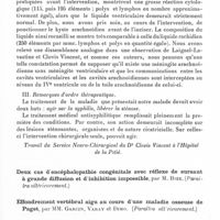 0815 - Page 767 - Société de neurologie de Paris. Séance du 3 décembre 1936. Communications. Arachnoïdite syphilitique de la grande citerne, par MM. David, H. Berdet, L. Guillaumat et H. Askenasy (Travail du service neuro-chirurgical du Dr Clovis Vincent à l'Hôpital de la Pitié) / Deux cas d'encéphalopathie congénitale avec réflexe de sursaut à grande diffusion et d'inhibition impossible, par M. Bize / Effrondrement vertébral aigu au cours d'une maladie osseuse de Paget, par MM. Garcin, Varay et Dimo / Névralgie du plexus lombaire survenue au cours d'un effort..., par M. A. Souques