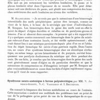 0816 - Page 768 - Société de neurologie de Paris. Séance du 3 décembre 1936. Communications. Névralgie du plexus lombaire survenue au cours d'un effort..., par M. A. Souques / Syndrome neuro-anémique à forme polynévritique, par MM. N. Jonesco-Sisesti, N.-C. Vasilesco et I. Bruckner