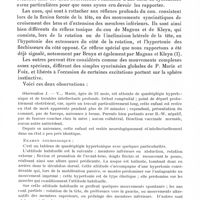 0848 - Page 800 - Société de neurologie de Paris. Séance du 3 décembre 1936. Addendum à la séance précédente. Deux cas d'encéphalopathie congénitale avec réflexes profonds du cou et syncinésies instinctives particulières, par M. P. R. Bize