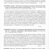 0898 - Page 850 - Analyses. Psychiatrie. Études générales. Rothschild (D.) et Kasanin (J.). Etude anatomo-clinique de la maladie d'Alzheimer (Clinicopathologic study of Alzheimer's disease). Archives of Neurology and Psychiatry... / Silveira (Annibal). Syndrome d'automatisme mental de Clerambault (Syndromo de Automatismo mental de Clerambault). Revista de Neurologia e Psychiatria de Sao Paulo... / Tomasino (Antonnio). La résistance hémoglobinique dans les maladies mentales (La resistenza emoglobinica nelle malattie mentali). Il Cervello... / Zilborg (Gregory). Diagnostic différentiel des variétés de suicide (Differential diagnostic types of suicide). Archives of Neurology and Psychiatry...