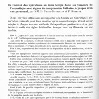 0124 - Page 72 - Société de neurologie de Paris. Séance du 7 janvier 1937. Communications. Deux observations du syndrome d'Adie, par MM. Edward Hartmann et R. Monier-Vinard / De l'utilité des opérations en deux temps dans les tumeurs de l'acoustique avec signes de compression bulbaire, à propos d'un cas personnel, par MM. D. Petit-Dutaillis et P. Schmite