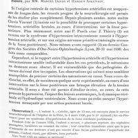 0129 - Page 77 - Société de neurologie de Paris. Séance du 7 janvier 1937. Communications. De l'utilité des opérations en deux temps dans les tumeurs de l'acoustique avec signes de compression bulbaire, à propos d'un cas personnel, par MM. D. Petit-Dutaillis et P. Schmite / Sur le mécanisme de certaines hypertensions artérielles d'origine centrale. Etude de deux cas d'hypertension artérielle paroxystique au cours d'interventions sur la fosse cérébrale postérieure, par MM. Marcel David et Harden Askenasy