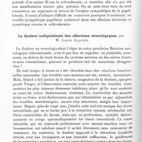 0156 - Page 104 - Société de neurologie de Paris. Séance du 7 janvier 1937. Communications. Pupillotonie (dit syndrome pupillaire d'Adie) dans un cas de sclérodermie, par MM. Th. Alajouanine et P. Morax / La douleur indépendante des affections neurologiques, par M. Louis Alquier