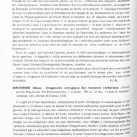 0176 - Page 124 - Analyses. Neurologie. Études générales. Bibliographie. Tchenhrazi (E.). Image de soi... Le François, édit., Paris, 1936... / Brunner (Hans). Diagnostic otologique des tumeurs cérébrales (Otologische Diagnostic der Hirntumoren)..., Urban et Schwarzenberg, édit., Berlin et Vienne, 1936