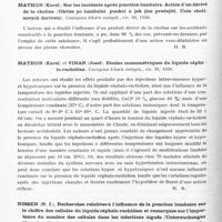 0188 - Page 136 - Analyses. Neurologie. Études générales. Liquide céphalo-rachidien. Bolsi (Dino) et Maspes (Paolo Emilio). Le soufre minéral et organique dans le liquide céphalo-rachidien (Lo solfo minerale ed organico nel liquor). Rivista di Patologia nervosa e mentale... / Mathon (Karel). Sur les incidents après ponction lombaire. Action d'un dérivé de la choline (Obtize po lumbalni punkci a jak jim predejiti. Ucin cholinovych derivatu). Casiopisu lékaru ceskych... / Mathon (Karel) et Vinar (Josef). Études manométriques du liquide céphalo-rachidien. Casiopisu lékaru ceskych... / Nissen (N. I.). Recherches relatives à l'influence de la ponction lombaire sur le chiffre des cellules du liquide céphalo-rachidien et remarques sur l'importance du nombre des cellules dans les infections aiguës (Untersuchungen über den Einfluss der Lumbalpunkion auf den Zellgehalt der Spinalflüssigkeit, sowie Bemerkungen über die Grösse der Zellzahl bei akuten Infektionskrankheiten). Acta psichiatrica et neurologica...