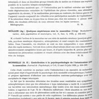 0326 - Page 274 - Analyses. Neurologie. Études générales. Intoxications. Giordano (Francesco). Recherches sur la coloration vitale du système nerveux. III. Altérations des plexus choroïdes et coloration vitale du système nerveux dans les empoisonnements par le sublimé et la cantharidine (Ricerche sulla colorazione vitale del sistema nervoso. III. Alterazioni dei plessi coroidei e colorazione vitale del sistema nervoso negli avvelenamenti con sublimato e con cantaridina). Rivista di Neurologia... / Möller (Ag.). Quelques expériences avec la mescaline (Einige Meskalinversuche). Acta psychiatrica et neurologica... / Morselli (G. E.). Contribution à la psychopathologie de l'intoxication par la mescaline. Journal de psychologie... / Paillas (Jean-E.). Les complications nerveuses de la maladie sérique. Manifestations neurologiques et psychiatriques. Marseille médical...