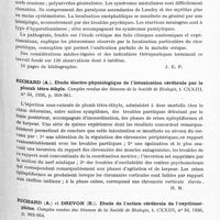 0327 - Page 275 - Analyses. Neurologie. Études générales. Intoxications. Paillas (Jean-E.). Les complications nerveuses de la maladie sérique. Manifestations neurologiques et psychiatriques. Marseille médical... / Richard (A.). Etude électro-physiologique de l'intoxication cérébrale par le plomb tétra-éthyle. Comptes rendus des séances de la Société de biologie... / Richard (A.) et Drevon (B.). Etude de l'action cérébrale de l'oxydimorphine. Comptes rendus des séances de la Société de biologie...