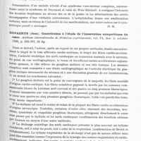 0329 - Page 277 - Analyses. Neurologie. Études générales. Système neuro-végétatif. Gariepy (Urgel). Chirurgie algo-sympathique. Maladie de Raynaud. L'Union médicale du Canada... / Gaté (J.), Thiers (H.), Cuilleret (P.), Chanial (G.) et Humbert (P.). Troubles circulatoires et trophiques (cutanés et osseux) des pieds d'origine sympathique. Bulletin Soc. de dermatologie et de syphiligraphie... / Govaerts (Jean). Contribution à l'étude de l'innervation sympathique du coeur. Archives internationales de médecine expérimentale...