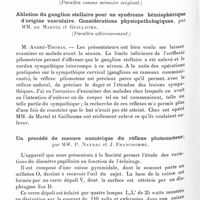 0420 - Page 368 - Société de neurologie de Paris. Séance du 4 mars 1937. Communications. Amyotrophie vraisemblablement myopathique chez deux jumelles univitellines, par MM. André-Thomas, Paisseau, M. et Mme Sorrel / Sur un type de cholestérinose cérébrale, par MM. Ludo van Bogaert, J. Scherer et Epstein / Ablation du ganglion stellaire pour un syndrome hémisphérique d'origine vasculaire. Considérations physiopathologiques, par MM. de Martel et Guillaume / Un procédé de mesure numérique du réflexe photomoteur, par MM. P. Nayrac et J. Franchomme
