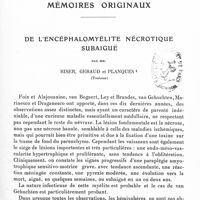 0503 - Page 455 - Mémoires originaux. De l'encéphalomyélite nécrotique subaiguë, par MM. Riser, Geraud et Planques...