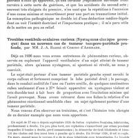 0545 - Page 497 - Société de neurologie de Paris. Séance du 8 avril 1937. Communications. Syndrome de Brown-Séquard ancien de 22 ans réactivé à l'occasion d'un zona, par M. Henri Beau / Troubles vestibulo-oculaires curieux (Nystagmus clonique provoqué) dans un nouveau cas de tumeur temporo-pariétale profonde, par MM. J.-A. Barré et Corino d'Andrade