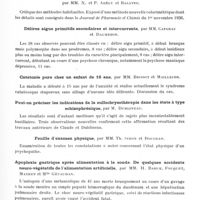0573 - Page 525 - Sociétés. Société médico-psychologique. Séance du 22 février 1937. Sur un cas mortel d'intoxication par le véronal, par MM. Demay et Veyres / Note critique sur les méthodes du dosage du brome dans le sang, par MM. X. et P. Abély et Balatre / Délires aigus primitifs secondaires et intercurrents, par MM. Capgras et Daumezon / Catatonie pure chez un enfant de 16 ans, par MM. Brissot et Maillefer / Peut-on préciser les indications de la sulfochrysothérapie dans les états à type schizophrénique, par M. Dublineau / Feuille d'examen physique, par MM. Th. Simon et Rougean / Apoplexie gastrique après alimentation à la sonde. De quelques accidents neuro-végétatifs de l'alimentation artificielle, par MM. H. Baruk, Fouquet, Mathey et Mlle Gévaudan / La psychose périodique chez l'enfant. Formes pures et associées à la chorée et au syndrome infundibulo-hypophysaire, par MM. H. Baruk et Mlle Gévaudan
