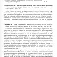 0591 - Page 543 - Analyses. Neurologie. Études générales. Infections. Penta (Pasquale). Sur un cas de spondylite mélitococcique (Sopra un caso di spondilite da brucellosi). Rivista di Neurologia... / Schachter (M.). Complication et séquelles neuro-psychiques de la rougeole et de la scarlatine. Cas personnels. Rev. méd. de Nancy... / Tyczka (W.). Etude clinique de la cysticercose du névraxe (Klinika wagrzycy ukladu nerwowego). Neurologja Polska...