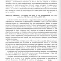 0612 - Page 564 - Analyses. Psychiatrie. Études générales. Guiraud (P.). Analyse du symptôme stéréotypie. L'Encéphale... / Mallet (Raymond). La douleur du point de vue psychiatrique. La Presse médicale... / Mauro (Salvatore di). La courbe glycémique dans la démence sénile (La curva glicemica nella demenza senile). Il Cervello...