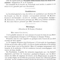 0782 - Page 732 - Société de neurologie de Paris. Séance du 3 juin 1937. Séances de la Société médico-psychologique du 26 juillet 1937 / Candidatures / Nécrologie. Allocution de M. Barré...